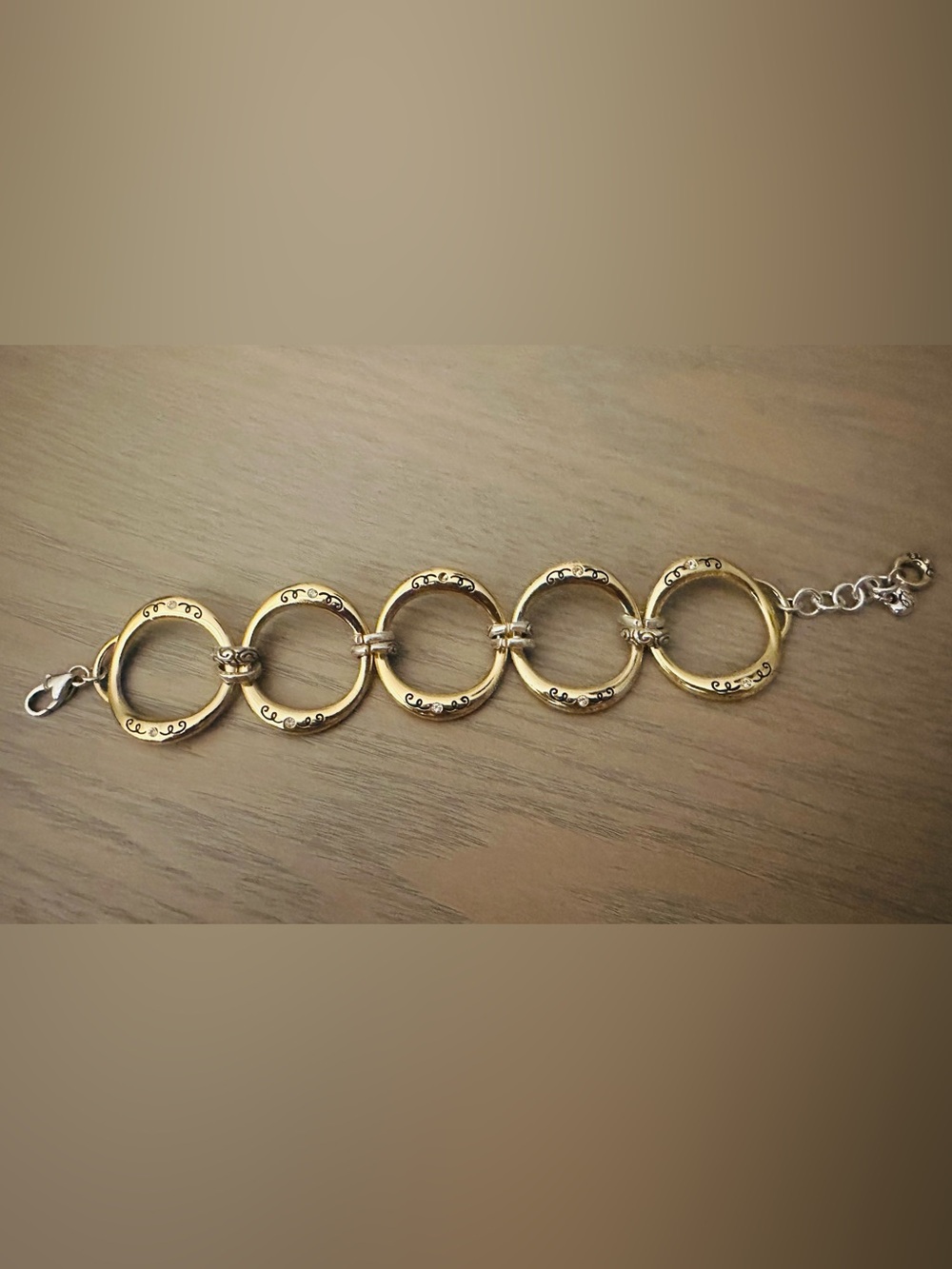 Brighton Silver & Gold Large Circular Link Bracelet - Picture 3 of 5